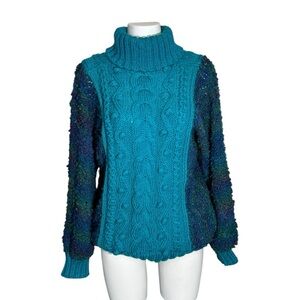 Vintage Handmade Cableknit Turtleneck Sweater Size Medium